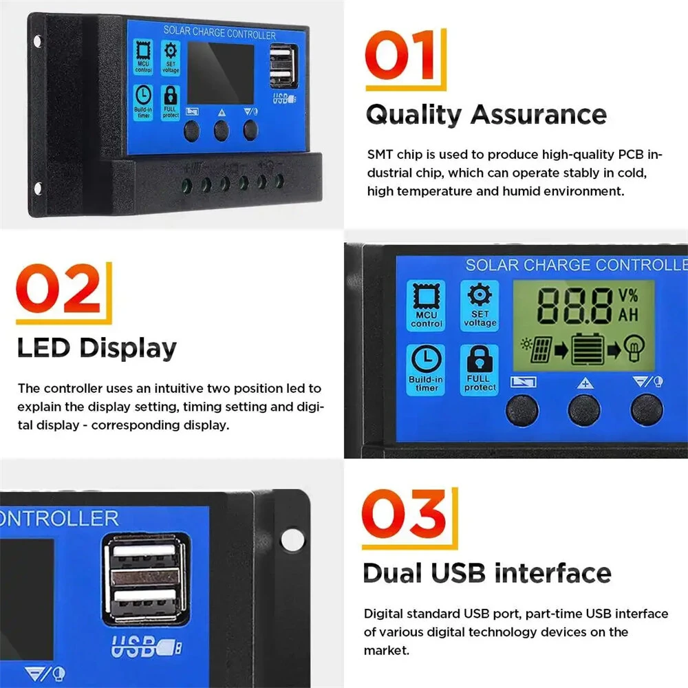 300W 12V Solar Panel Kit Polycrystalline USB Power Portable Outdoor Rechargeable Solar Generator IP65 — view 5