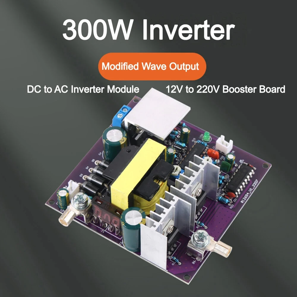300W Modified Sine Wave Power Inverter DC12V to AC220V Converter 50Hz 60Hz Adjustable Power Supply Energy Storage DC-AC Boost Circuit Board — view 6