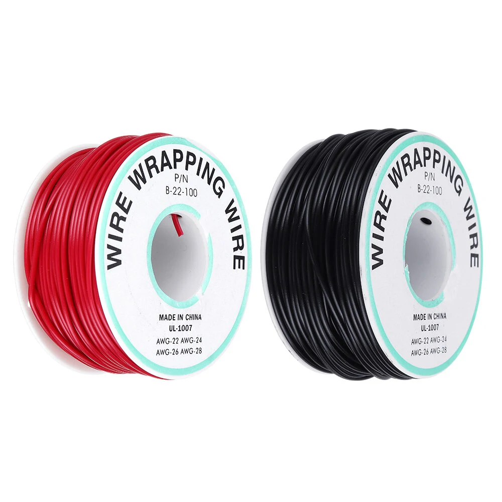 30M 22AWG Black/Red UL 1007 Cable Line PCB Wire Tinned Copper Solid Wires OK Line Electrical Wire DIY — image 1