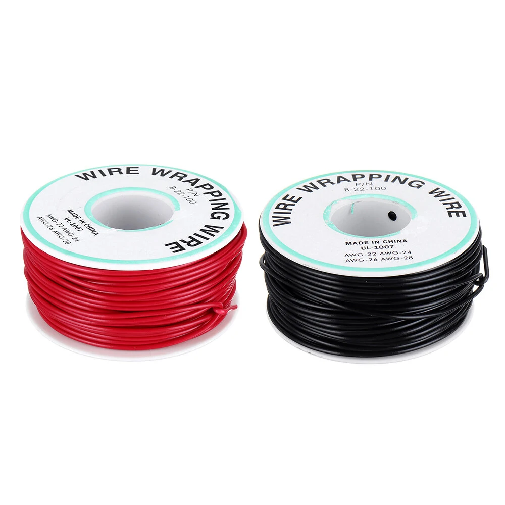 30M 22AWG Black/Red UL 1007 Cable Line PCB Wire Tinned Copper Solid Wires OK Line Electrical Wire DIY — view 2