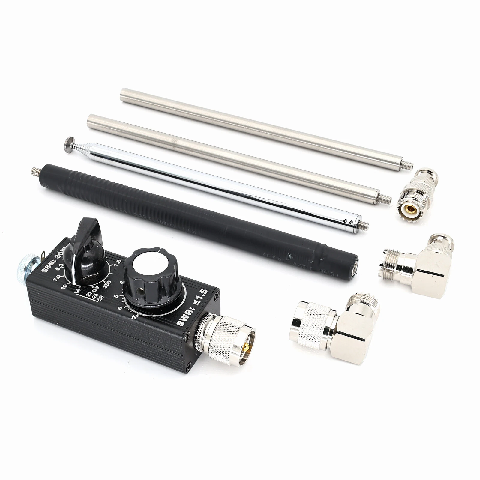 30W QRP Shortwave Antenna 5MHz-55MHz HF Antenna Full-Band Antenna Tuned SW Aerial FM Aviation UV for UHF VHF