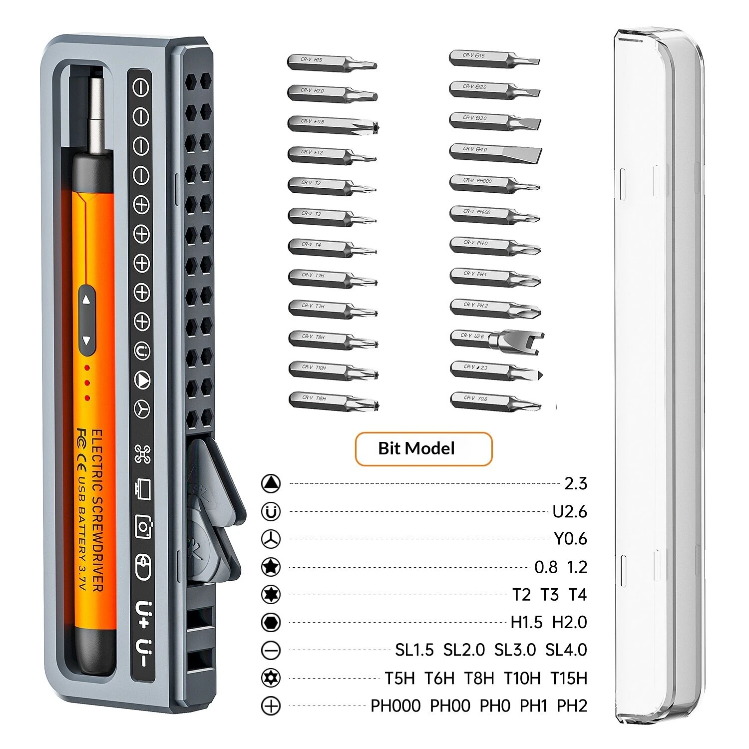 32-in-1 Precision Electric Screwdriver Set 3.5N.m. Cordless Power Tool Kit USB Rechargeable Household Home Use Tools — view 3