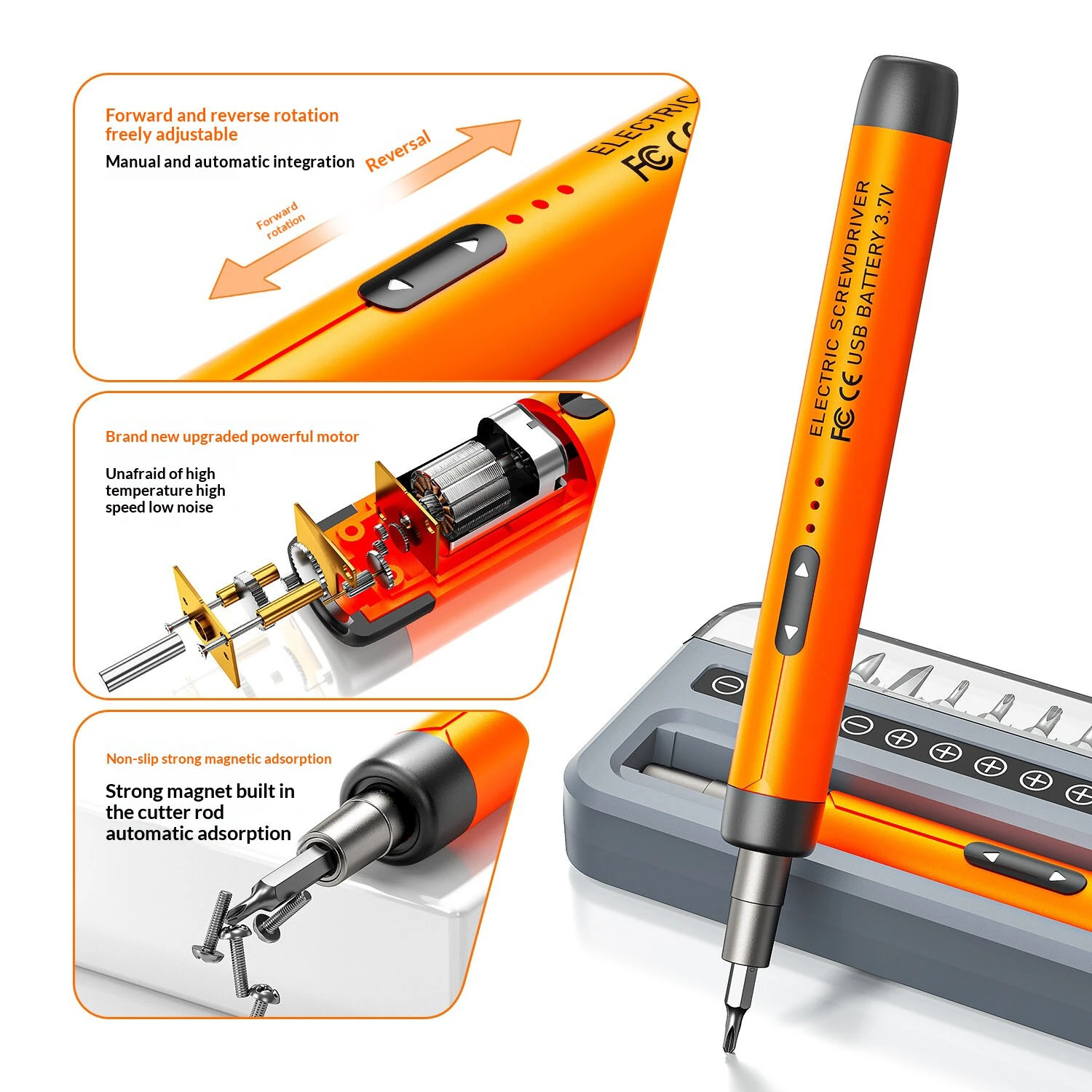 32-in-1 Precision Electric Screwdriver Set 3.5N.m. Cordless Power Tool Kit USB Rechargeable Household Home Use Tools — view 5