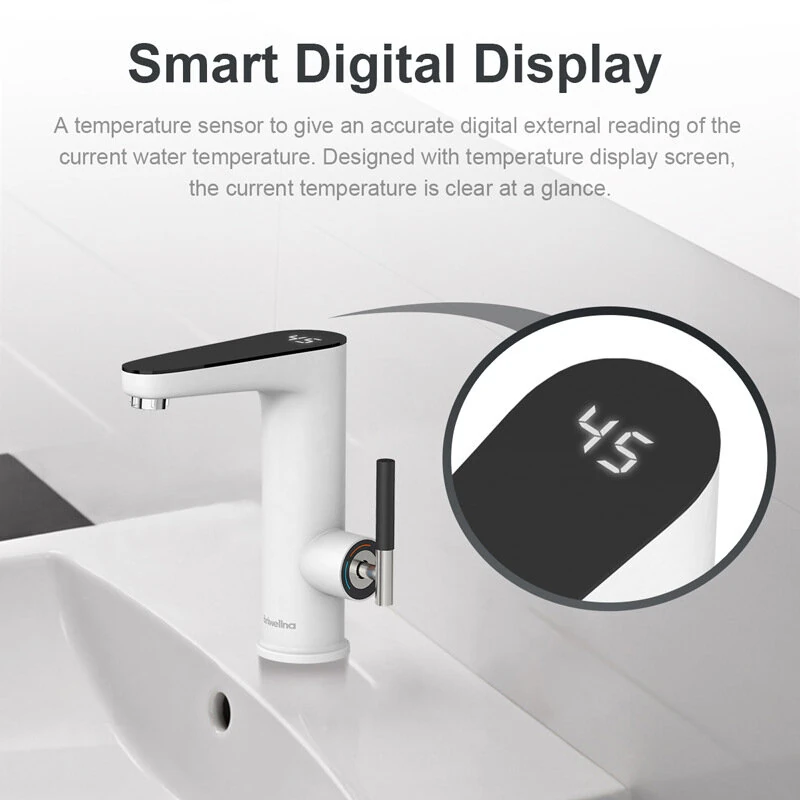 3200W Instant Electric Water Heater Faucet IPX4 Waterproof Lever-Adjustable Temperature Control EU Plug for Kitchen Bathroom Rapid Heating — view 5