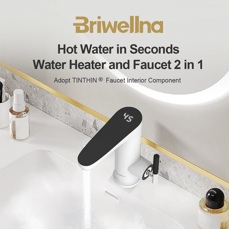 3200W Instant Electric Water Heater Faucet IPX4 Waterproof Lever-Adjustable Temperature Control EU Plug for Kitchen Bathroom Rapid Heating — view 6