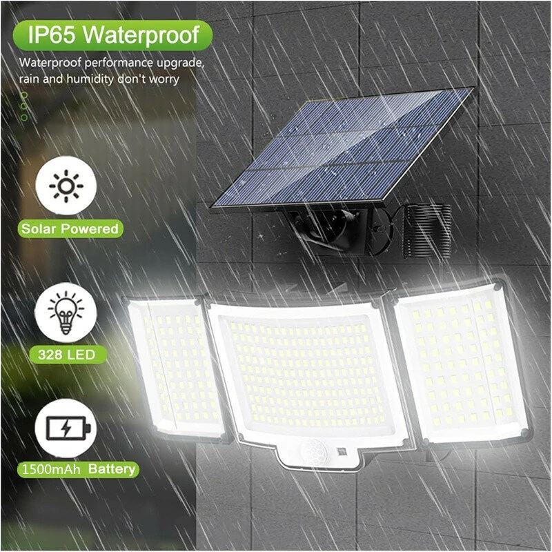 328LED Solar Light Outdoor Lamp Super Bright Motion Sensor Waterproof 3 Working Modes Spotlight Solar for Garden Securi for Outside Landscape — view 2