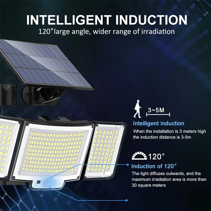 328LED Solar Light Outdoor Lamp Super Bright Motion Sensor Waterproof 3 Working Modes Spotlight Solar for Garden Securi for Outside Landscape — view 4