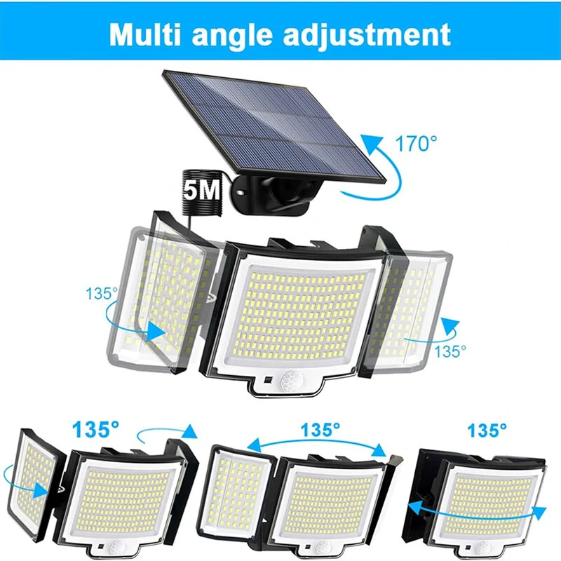 328LED Solar Light Outdoor Lamp Super Bright Motion Sensor Waterproof 3 Working Modes Spotlight Solar for Garden Securi for Outside Landscape — view 6