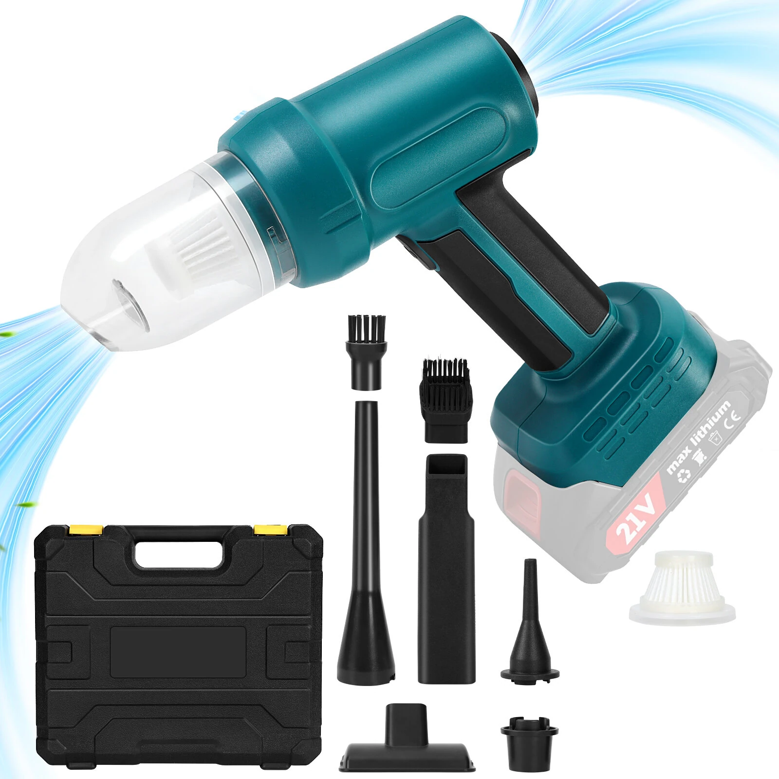 33000RPM Cordless Brushed Motor Vacuum Cleaner 250W High Suction Power Lightweight Design 21V Rechargeable Dry Cleaning Compact Dust Remover Portable Handheld Vacuum — view 8