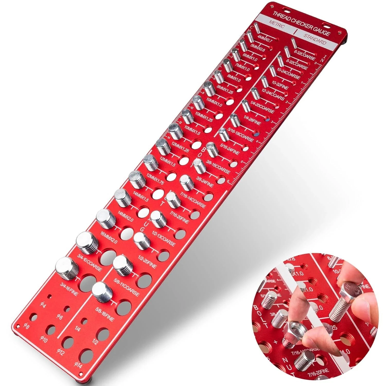 34 Sizes Thread Checker Nut And Bolt Gauge Metric M4 To M16 8 Drill Bit Gauge Aluminum Alloy Thread Measuring Tool — view 4