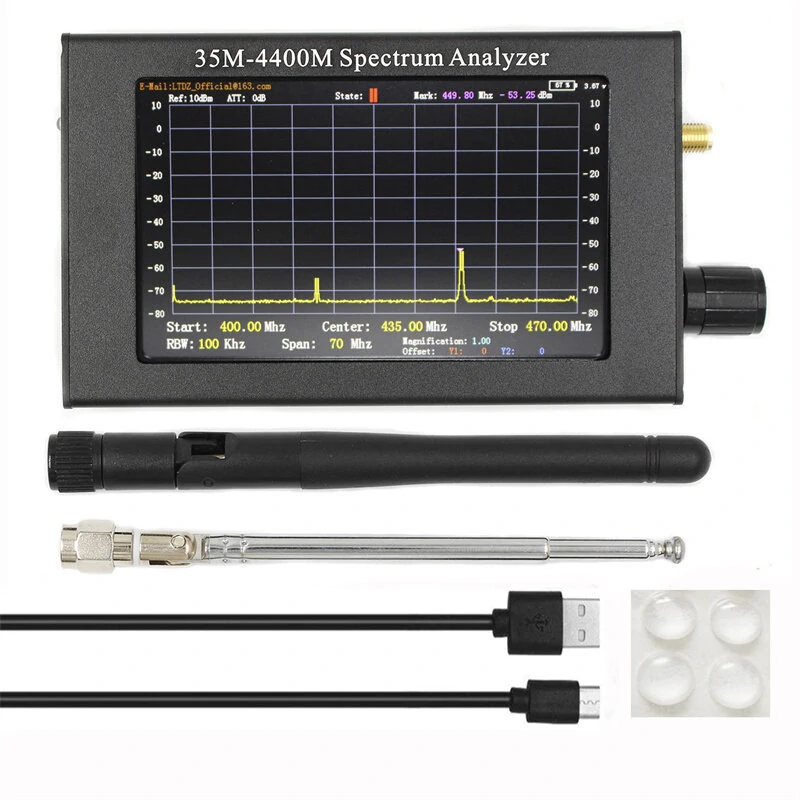 35M-4400MHz Spectrum Analyzer 4.3 inch LCD TFT Screen Handheld Simple Spectrum Analyzer Measurement of Interphone Signal — Pricio