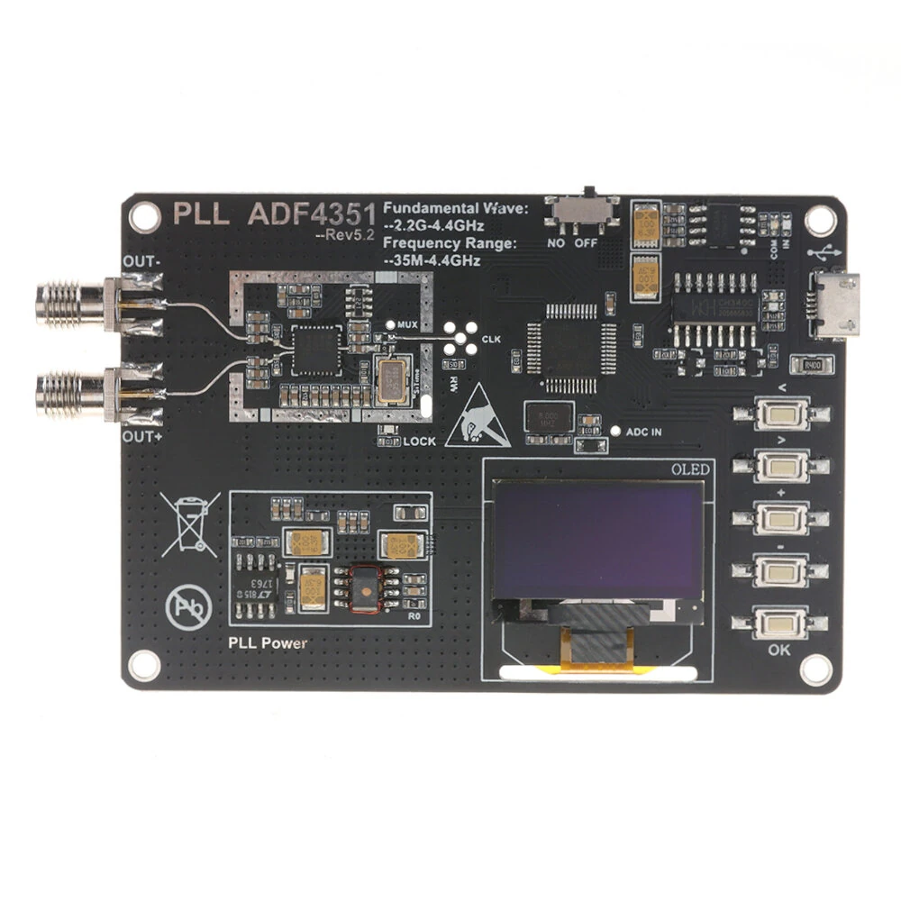 35MHz-4400MHz RF Signal Generator ADF4351 Module Sweep Frequency Generator PLL With OLED Display