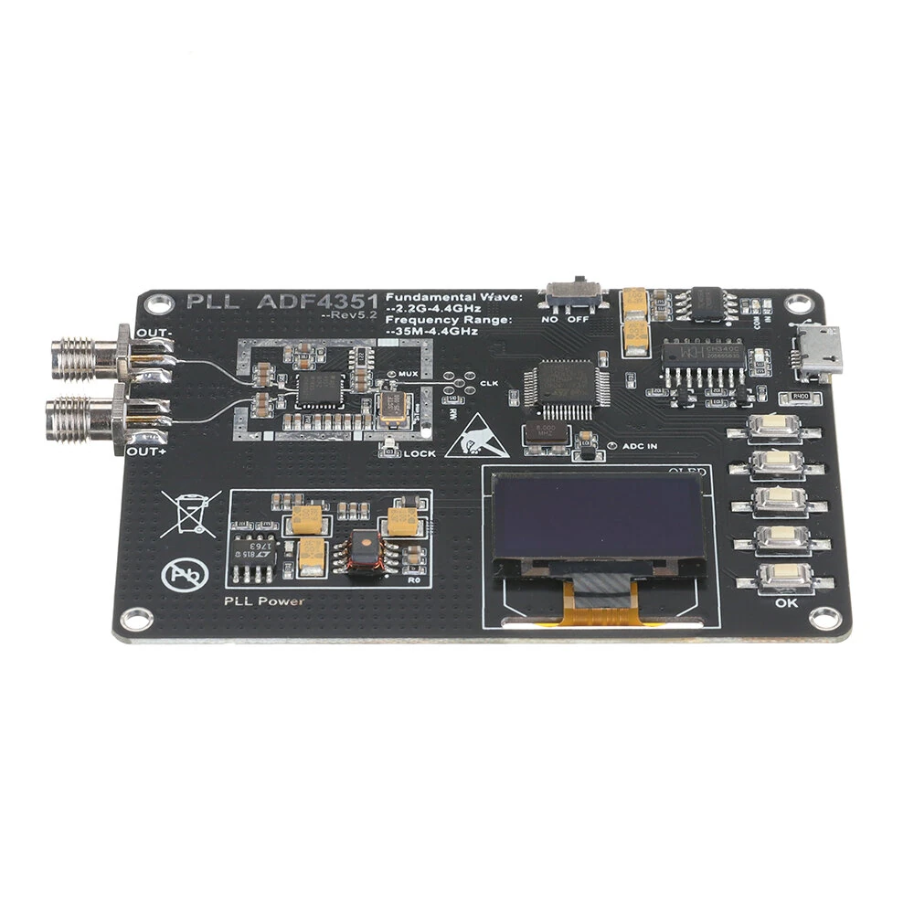 35MHz-4400MHz RF Signal Generator ADF4351 Module Sweep Frequency Generator PLL With OLED Display — view 6