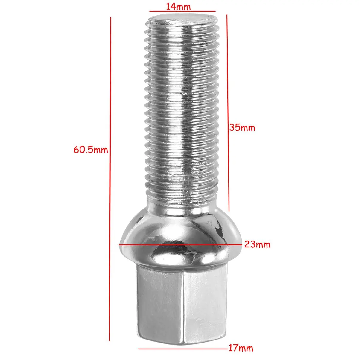 35mm Thread Silver Car Tire Screw Radius Wheel Lug Nut Bolts For Audi — view 4