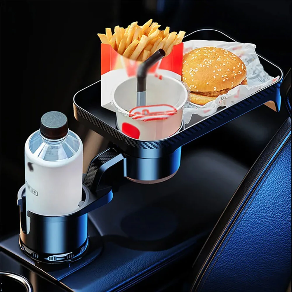 360° Adjustable Car Cup Holder Extender Multi-Function Drink Holder with Food Table Snack Base Tray Coffee  Burger Storage Box Small Table — view 2