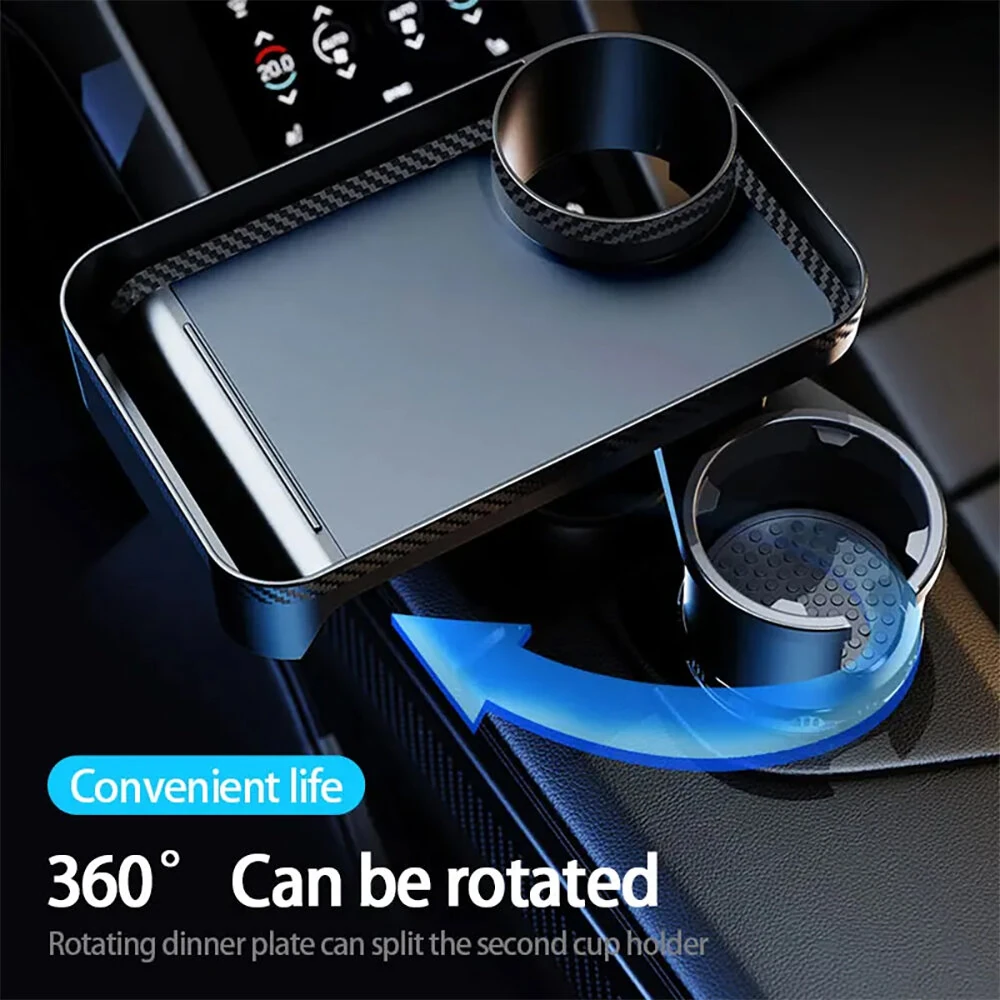 360° Adjustable Car Cup Holder Extender Multi-Function Drink Holder with Food Table Snack Base Tray Coffee  Burger Storage Box Small Table — view 3