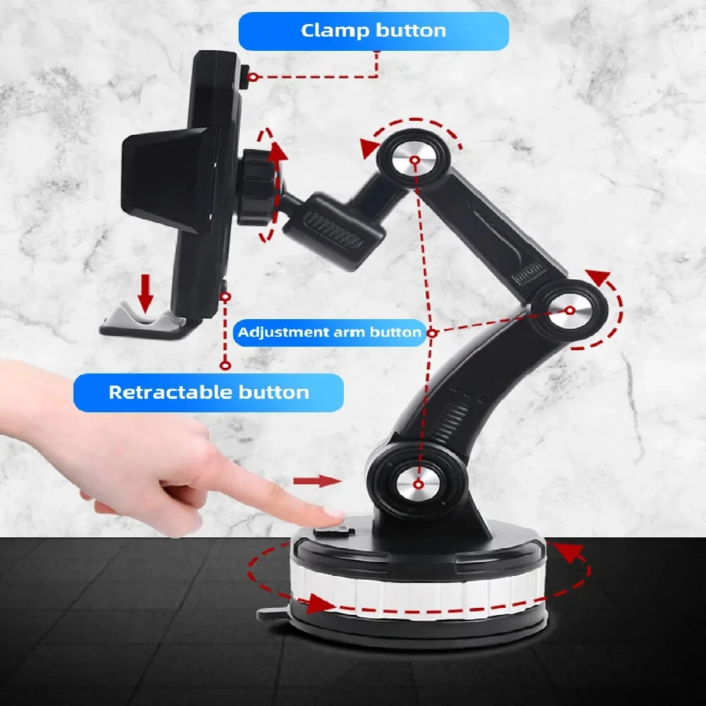 360° Rotating Mobile Phone Holder For Car Shockproof Multi-Function Car Navigation Holder Instrument Panel Suction Cup Windshield Center Console For Car — view 5