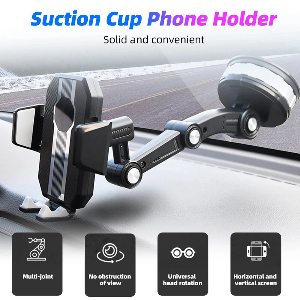360° Rotating Mobile Phone Holder For Car Shockproof Multi-Function Car Navigation Holder Instrument Panel Suction Cup Windshield Center Console For Car — view 6