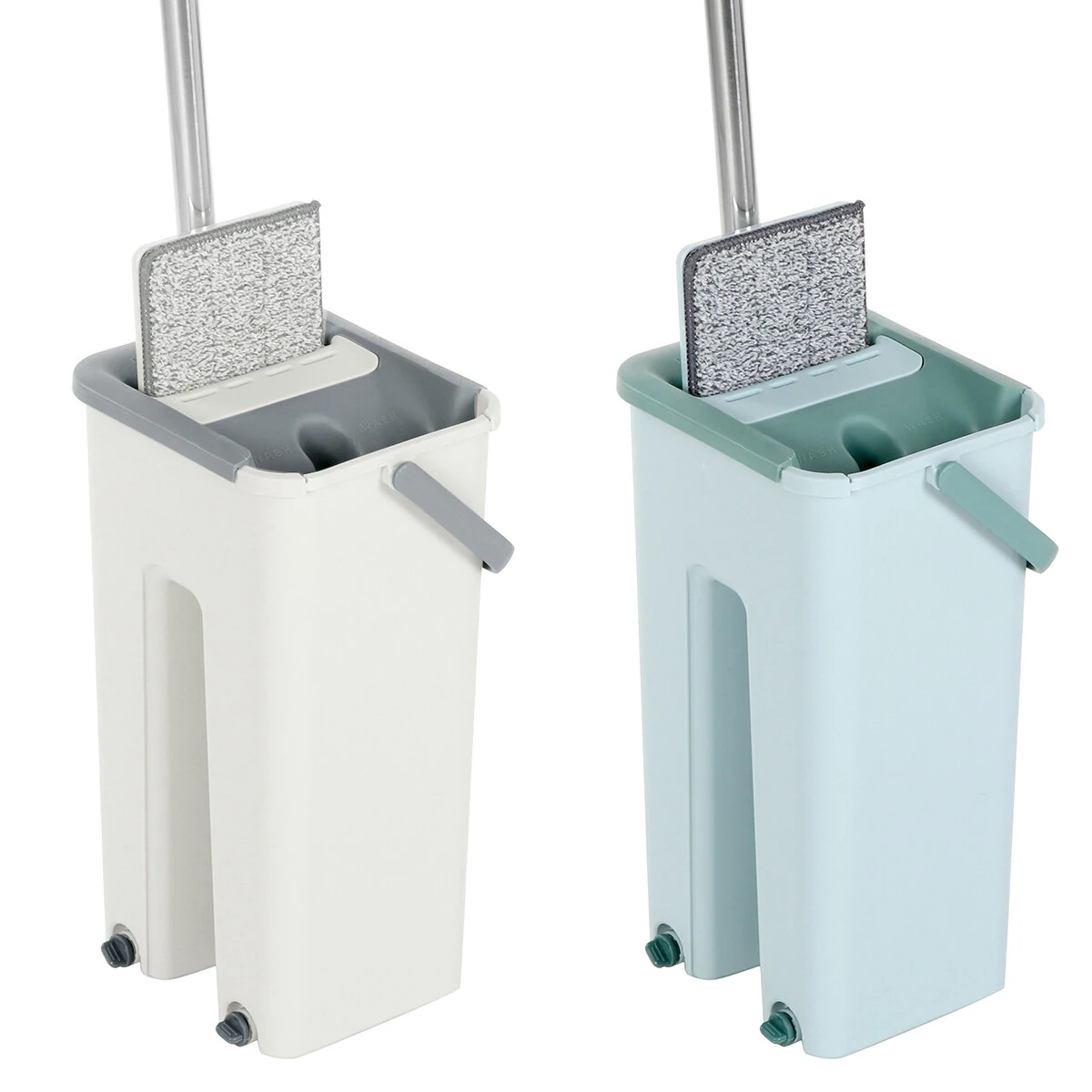 360° Rotation Spin Flat Mop Bucket Set Auto Rebound Hand-free Floor Cleaning — view 2