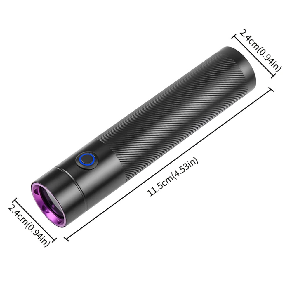 365NM UV MINI Flashlight Black Mirror Purple Light+ Red Beam Type C Rechargeable Filtered LED Ultraviolet Mini Torch Pet Pee Urine Rocks Gem Money UV Light — view 8