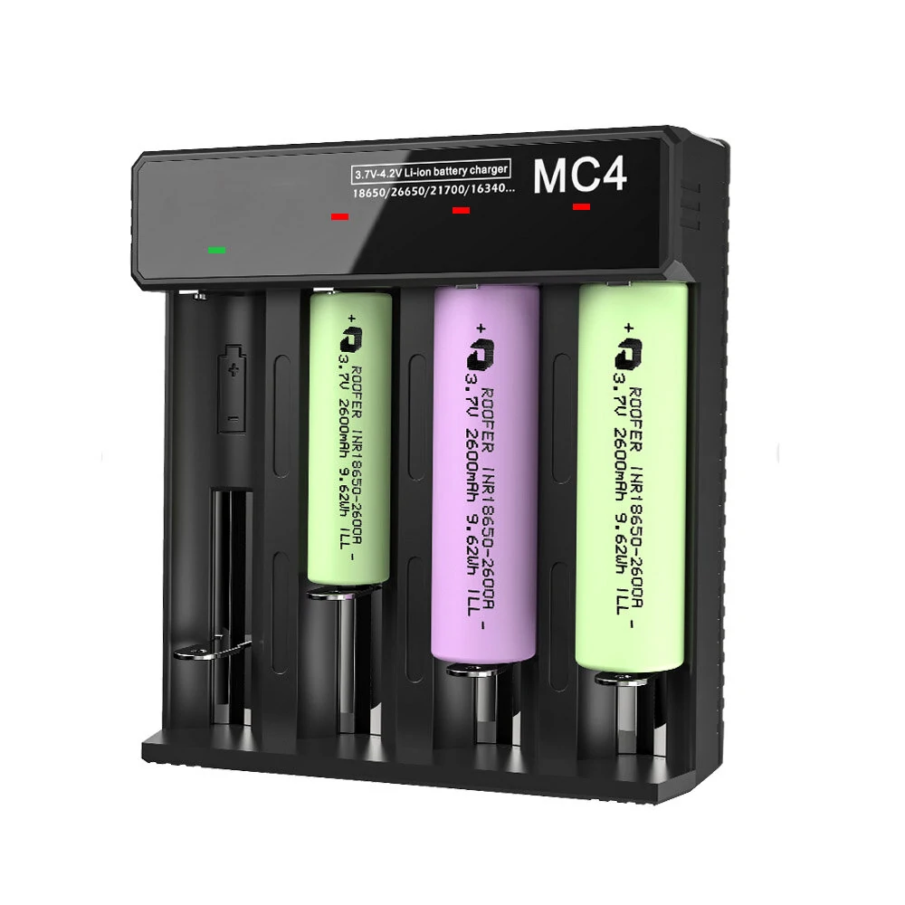 3.7V-4.2V LED Power Indicator TC/CC/CV 3Modes USB Rechargeable 4Slots Lithium Battery Charger 18650/26650/21700 Battery Charger — Pricio