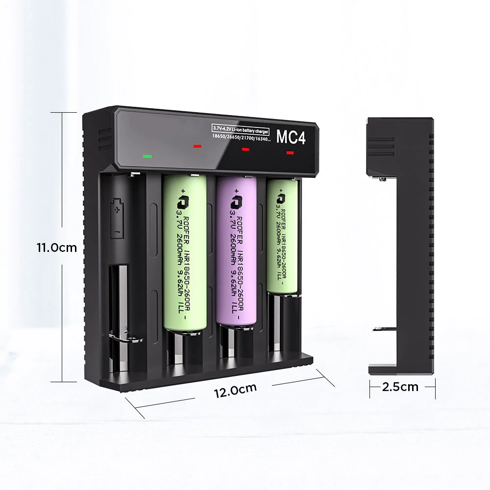3.7V-4.2V LED Power Indicator TC/CC/CV 3Modes USB Rechargeable 4Slots Lithium Battery Charger 18650/26650/21700 Battery Charger — view 8