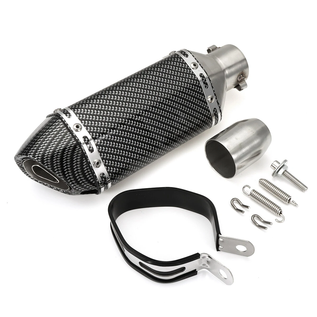 38-51mm Motorcycle Steel Short Exhaust Muffler Pipe With Removable Silencer Universal — image 1