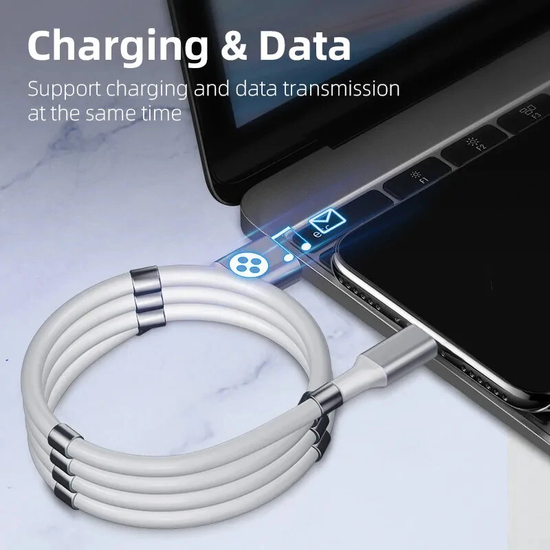 3A USB-A to Type-C Magnetic Stroage Cable Fast Charging Data Transmission Copper Core Line 1M/1.8M Long for iPhone 15 15 Plus for Huawei Pura 70 Ultra for Samsung Galaxy S24 for Xiaomi Civi 4 Pro — view 7