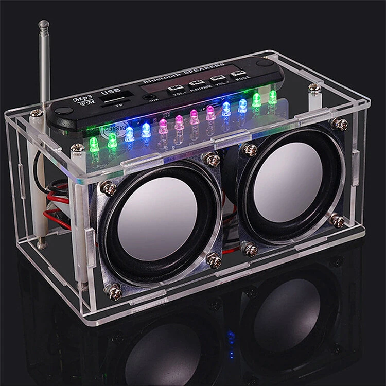 3Pcs DIY bluetooth Speaker Kit with FM Radio 87.5-108MHZ DIY Soldering Project Practice Electronic Kit Solder Assembly Support U Disk TF Card AUX — view 5
