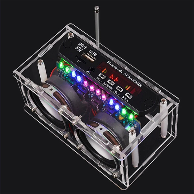 3Pcs DIY bluetooth Speaker Kit with FM Radio 87.5-108MHZ DIY Soldering Project Practice Electronic Kit Solder Assembly Support U Disk TF Card AUX — view 6