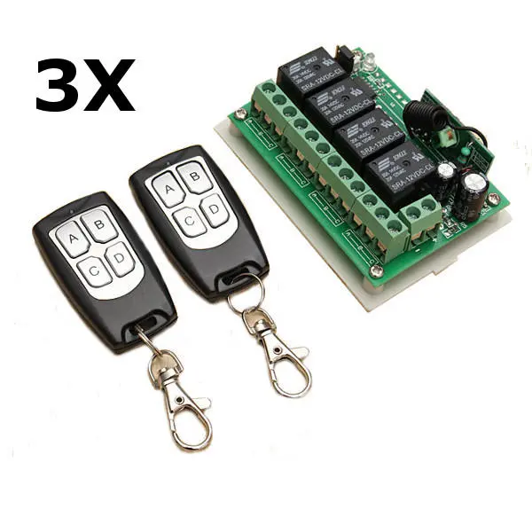 3Pcs Geekcreit® 12V 4CH Channel 433Mhz Wireless Remote Control Switch With 2 Tr — Geekcreit
