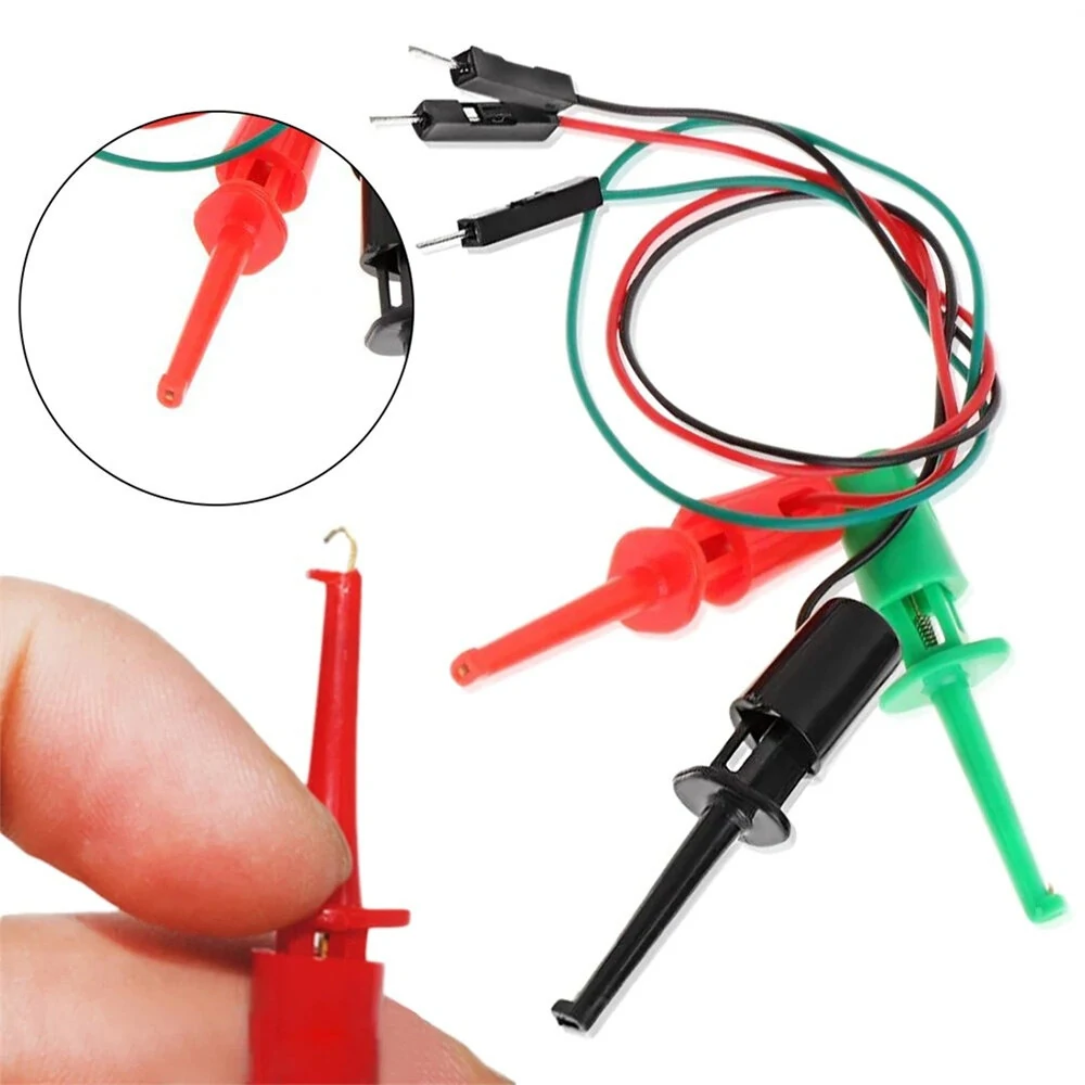 3PCS Hook Type Test Clip Probes with Male Head DuPont Line Cable 20cm for Precise Transistor Testing Great for Electronics Repair and Testing — view 2