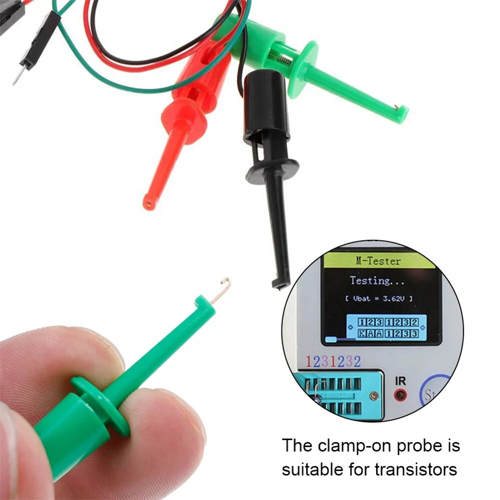 3PCS Hook Type Test Clip Probes with Male Head DuPont Line Cable 20cm for Precise Transistor Testing Great for Electronics Repair and Testing — view 3