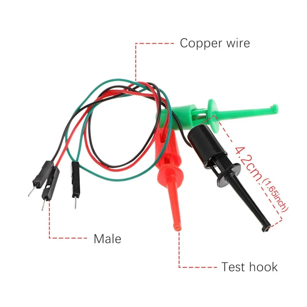 3PCS Hook Type Test Clip Probes with Male Head DuPont Line Cable 20cm for Precise Transistor Testing Great for Electronics Repair and Testing — view 7