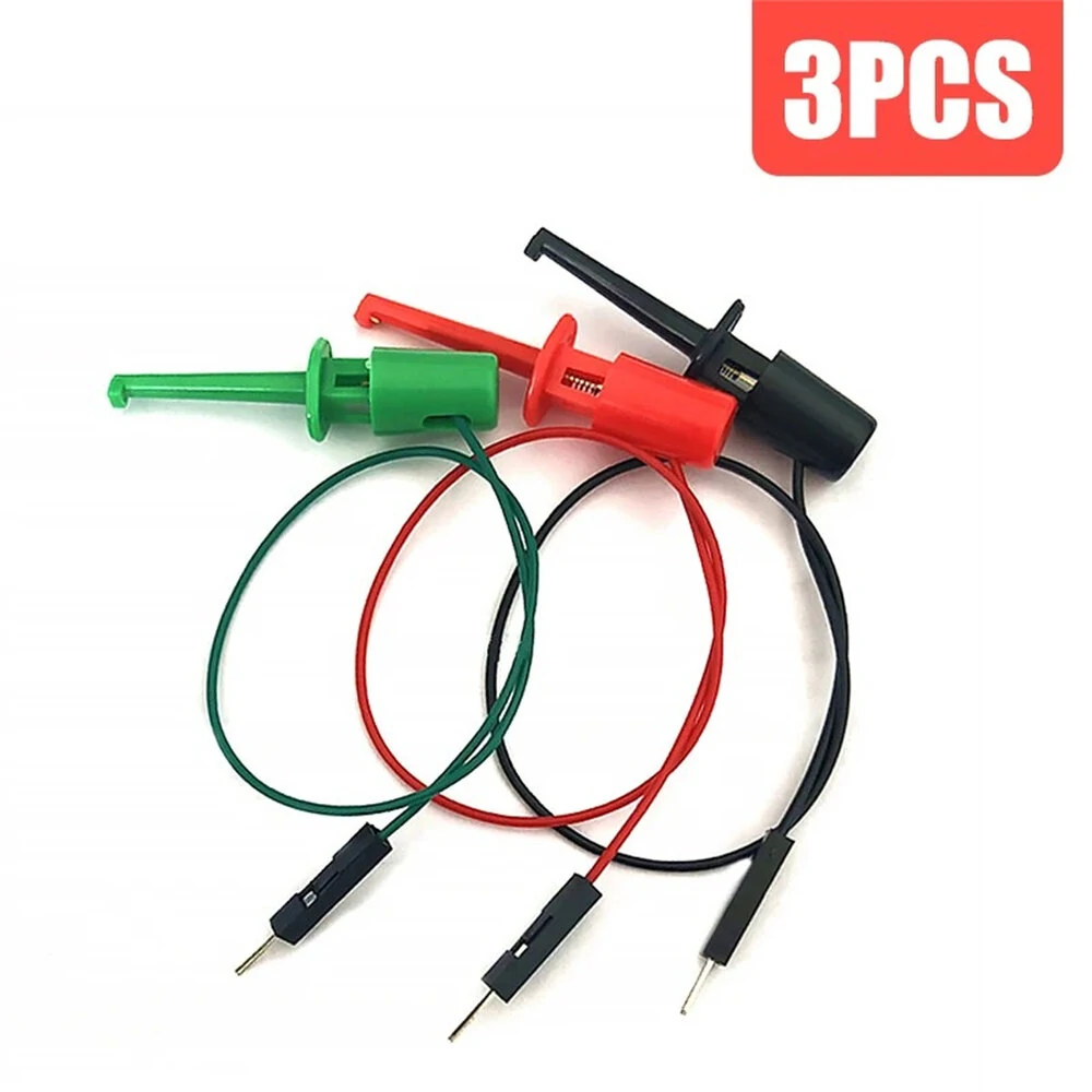 3PCS Hook Type Test Clip Probes with Male Head DuPont Line Cable 20cm for Precise Transistor Testing Great for Electronics Repair and Testing — view 8