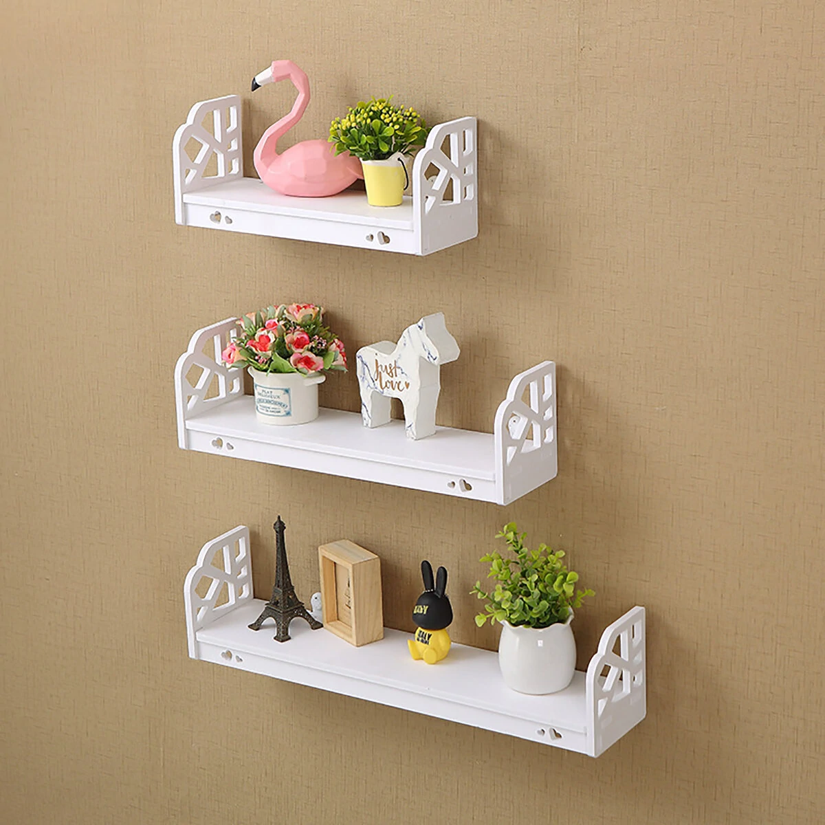 3Pcs Modern Wall Mounted Shelf Storage Rack Holder Home Office Bedroom Decor Set — view 4