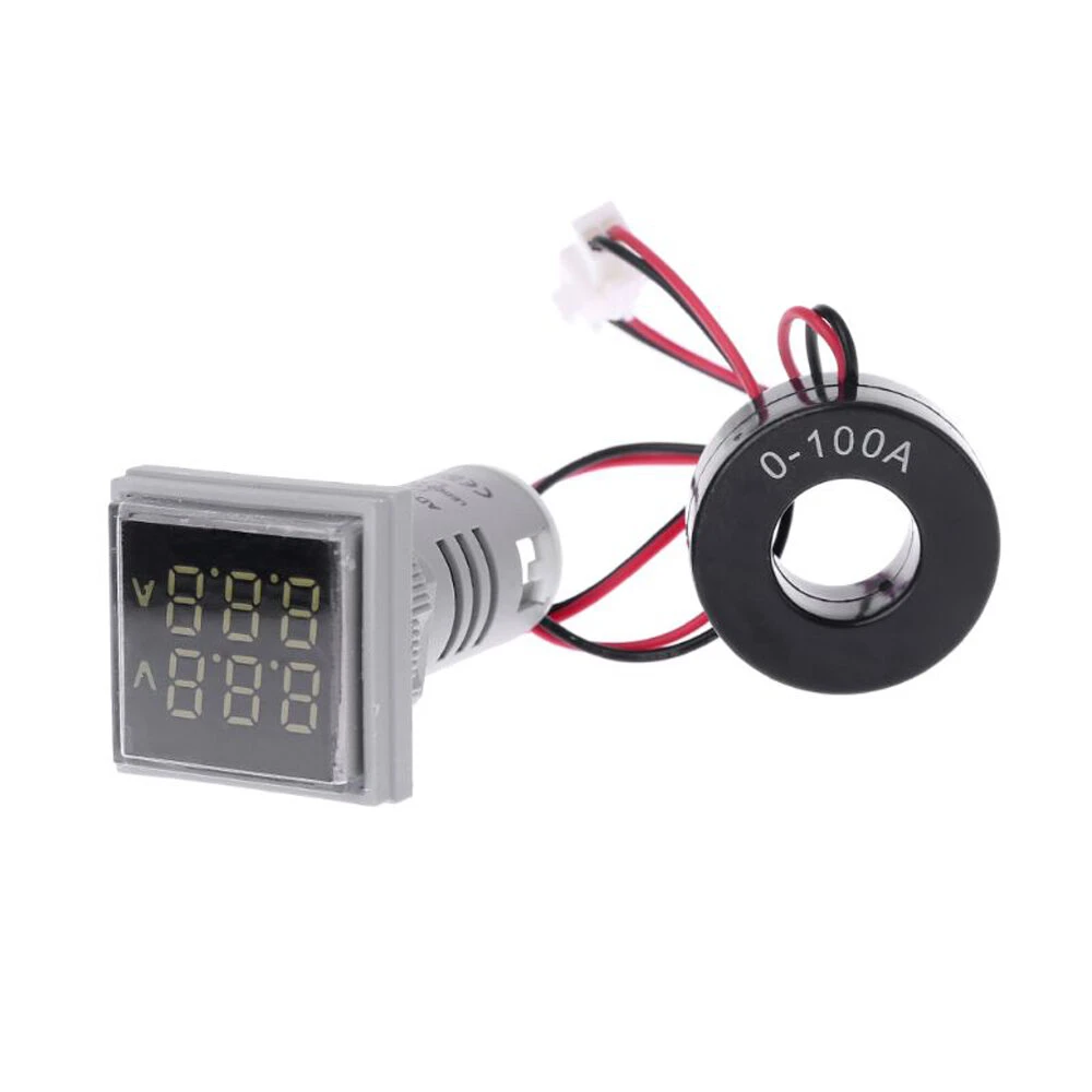 3pcs White Light AC 60-500V 0-100A D18 Square LED Digital Dual Display Voltmeter — view 4