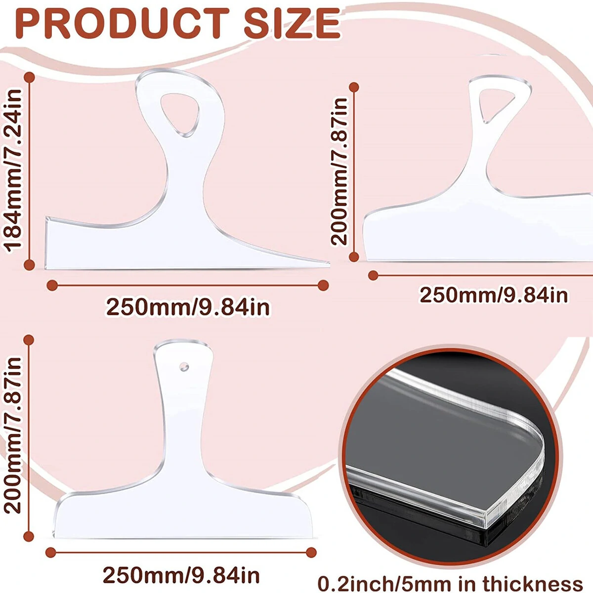 3PCS Woodworking Essentials Acrylic Router Templates for Charcuterie Board Handles Cutting and Shaping Tool Clear Template Guide Versatile Craftsman Tool Easy to Use — view 6
