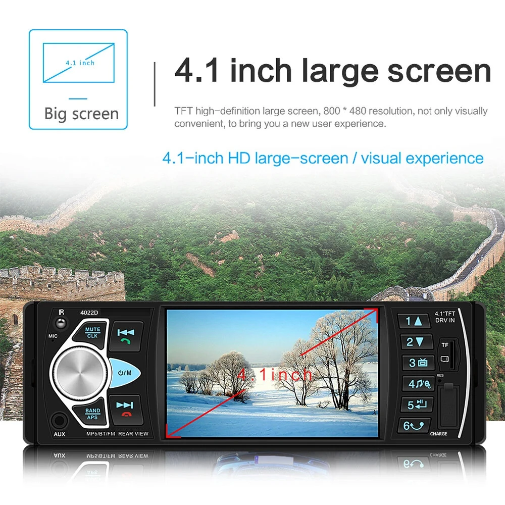 4.1inch Car Stereo 1Din Car Radio 60W FM Remote Control Multimedia Player Bluetooth MP5 Player Support TF Card Autoradio — view 2