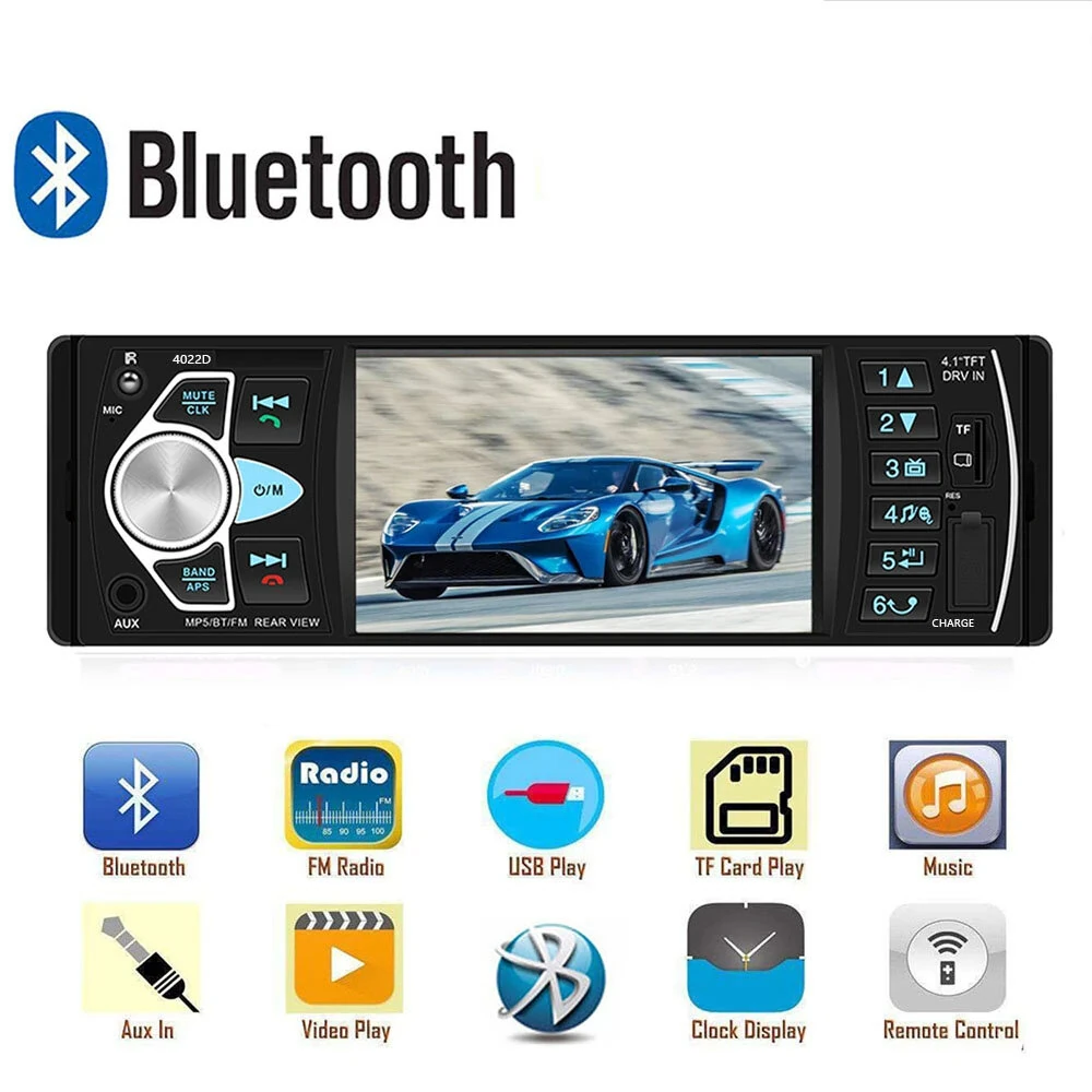 4.1inch Car Stereo 1Din Car Radio 60W FM Remote Control Multimedia Player Bluetooth MP5 Player Support TF Card Autoradio — view 7