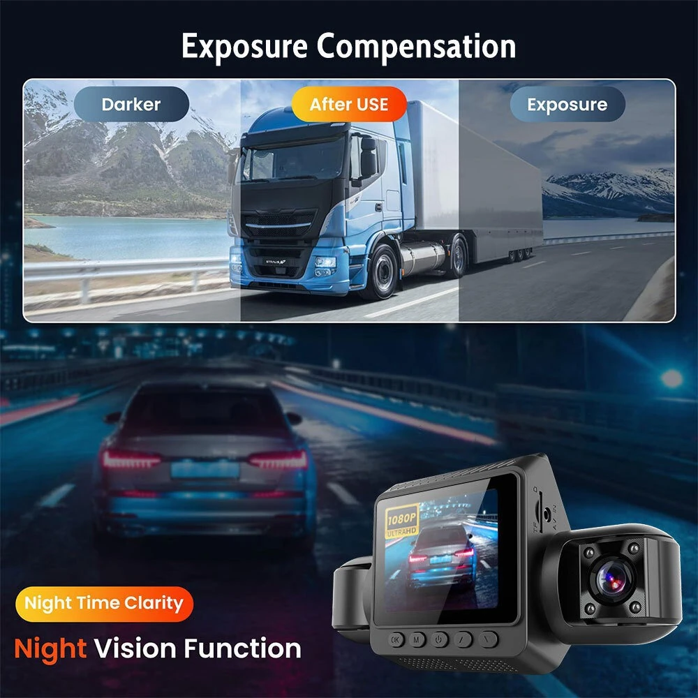 4 Channel Car Dash Camera 2 inch Screen 1080P Infrared Night Vision 360 Wide Angle Parking Monitor Loop Recording — view 5