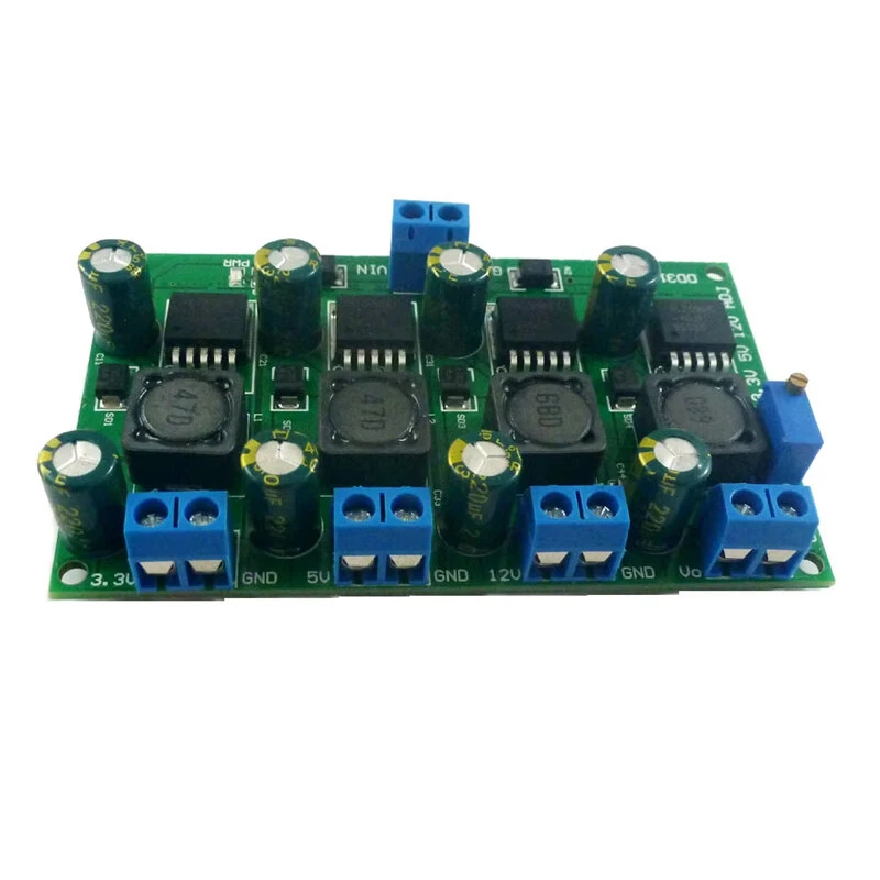 4 Channel DC-DC Buck Converter Step-down Power Module 3.3V 5V 12V Adjustable Output 3A XL2596 Chip Thermal Shutdown Protection Smart Home Automation — view 2