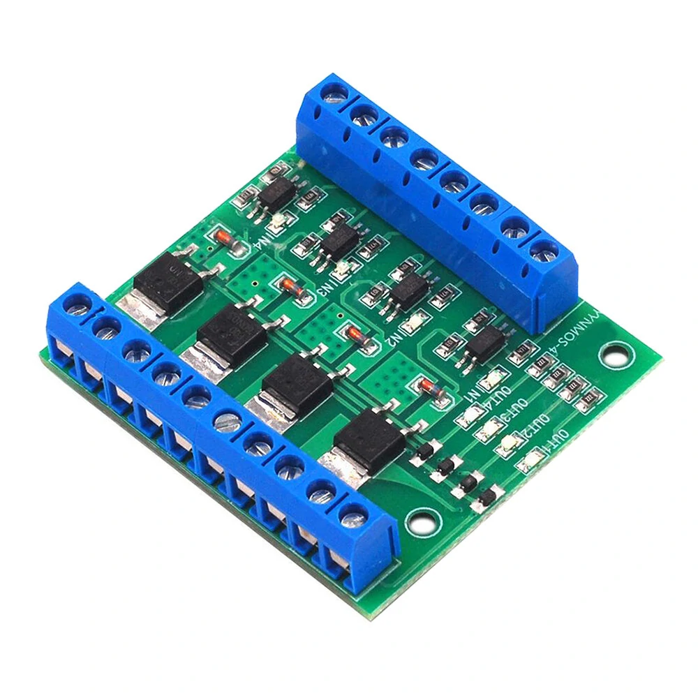 4-Channel MOS FET PLC Amplifier Board Driver Module PWM 3-20V to 3.7-27V DC 10A Optocoupler Isolation Module Accessories — image 1