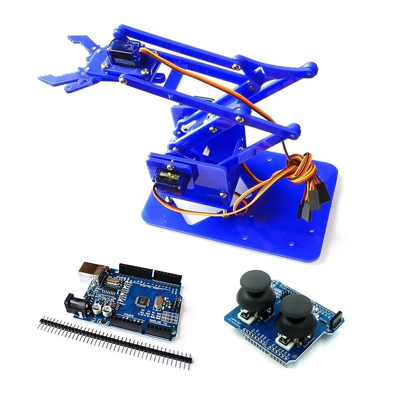 4-DOF Acrylic Robotic Arm Kit Four-Axis Easy Assembly DIY Robotics Components for Arduinos Programming Learning — image 1