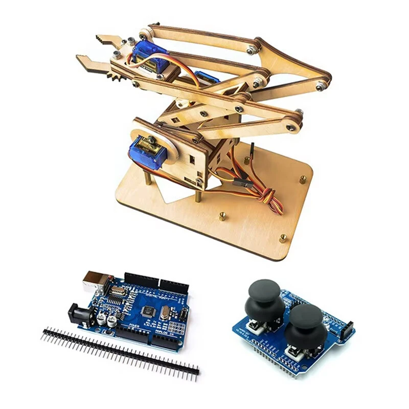 4-DOF Acrylic Robotic Arm Kit Four-Axis Easy Assembly DIY Robotics Components for Arduinos Programming Learning — view 3