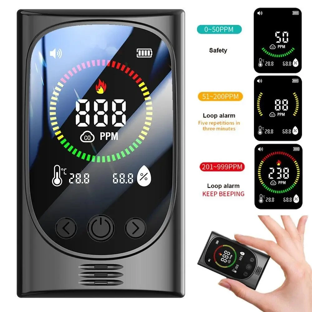 4 in 1 Gas Analyzer Carbon Monoxide Detector CO Alarm Portable Gas Leak Tester Air Quality Monitor with Sound Light Alarm for Home RV Camping Tent Safety — view 3