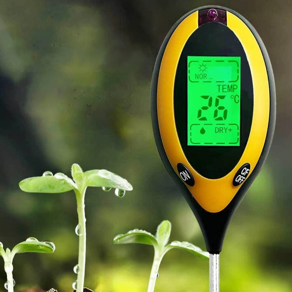 4 in 1 Professional Soil Tester Moisture PH Temperature Sunlight Intensity Meter Digital Display Soil Tests — Pricio