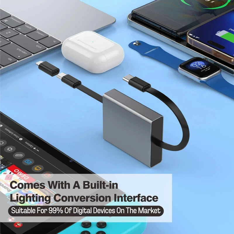 4-in-1 Telescopic USB Cable Box PD66W USB-A/USB-C to USB-C Fast Charging with iP Adapter for iPhone 17 17Pro 16 Pro Max 15 14 for Samsung for iPad Pro for ASUS Lenovo Laptops — view 5