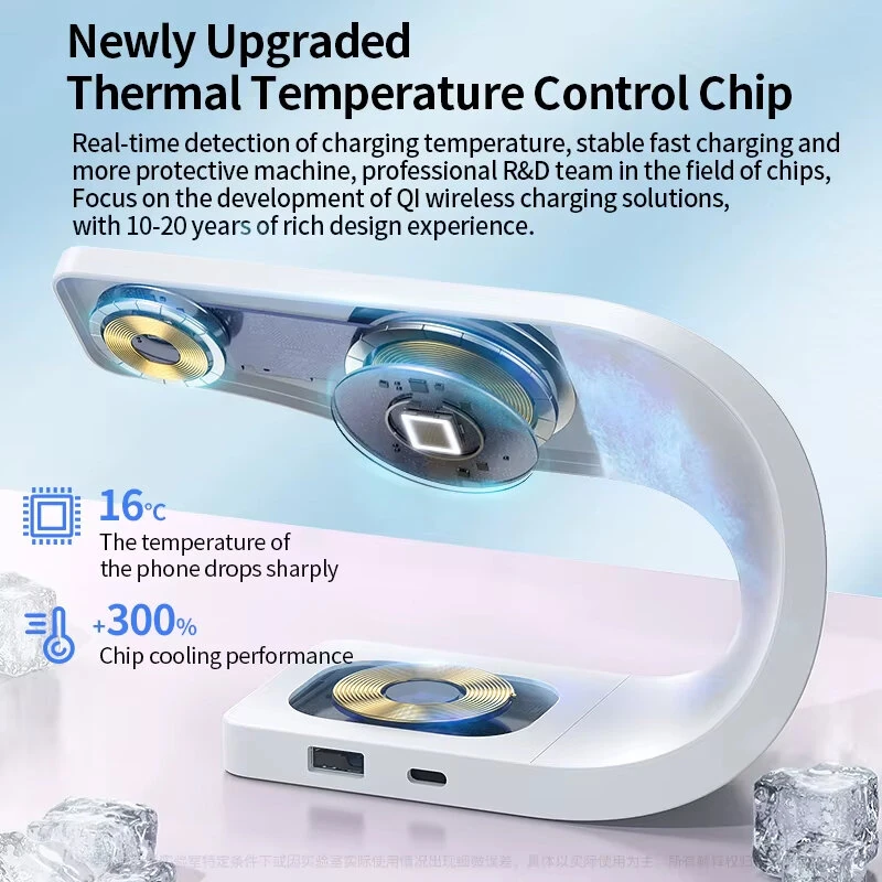 4 in 1 Wireless Magnetic Charger Metal Shell Fast Wireless Charging Station Stand Dock for Smart Phone for iPhone 17 17Pro 16 15 Pro Max for SAMSUNG for XIAOMI for Apple Watch for Airpods — view 4