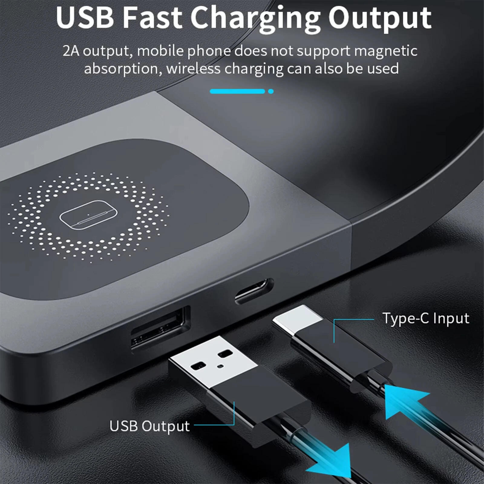 4 in 1 Wireless Magnetic Charger Metal Shell Fast Wireless Charging Station Stand Dock for Smart Phone for iPhone 17 17Pro 16 15 Pro Max for SAMSUNG for XIAOMI for Apple Watch for Airpods — view 5